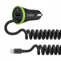Автомобильное ЗУ Belkin (17W) USB 3.4A+USB, Lightning 1.2м (F8J154bt04-BLK)