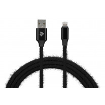 Кабель 2E FUR USB 2.0 TO LIGHTNING CABLE, (2E-CCLAC-BLACK, 2E-CCLAC-RED) 1м