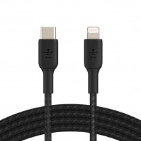 Кабель Belkin BRAIDED Cable  Lightning - USB-С, 1m, PVC, black (CAA004BT1MBK)
