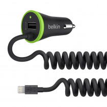 Автомобильное ЗУ Belkin (17W) USB 3.4A+USB, Lightning 1.2м (F8J154bt04-BLK)