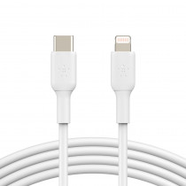 Кабель Belkin BRAIDED Cable  Lightning - USB-С, 1m, PVC, white (CAA003BT1MWH)