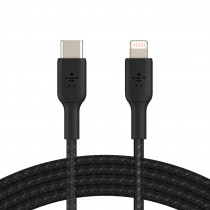 Кабель Belkin BRAIDED Cable  Lightning - USB-С, 1m, PVC, black (CAA004BT1MBK)