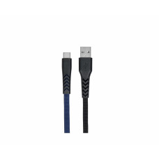 Кабель 2E USB 2.0 USB TYPE-C FLAT FABRIC BLACK/BLUE, GREY 1м (2E-CCTT-1MBL/2E-CCTT-1MGR)