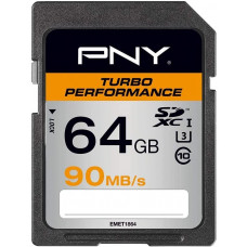 Карта памяти PNY Turbo Performance SDXC Class10 UHS-1/U3 64GB 90Mb/s 4K