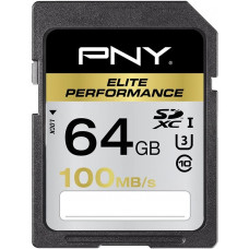 Карта памяти PNY Elite Performance SDXC Class10 UHS-1/U3 64GB 100Mb/s 4K