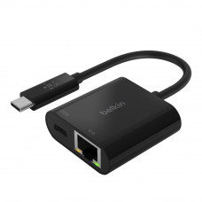 Адаптер Belkin Charge USB-C to Ethernet 60W PD, black (INC001btBK)