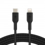 Кабель Belkin BRAIDED Cable  Lightning - USB-С, 1m, PVC, black (CAA004BT1MBK)